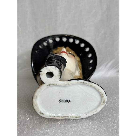 VINTAGE Napco S569A Lady Head Vase In Black With Polka Dots - Picture 9 of 9